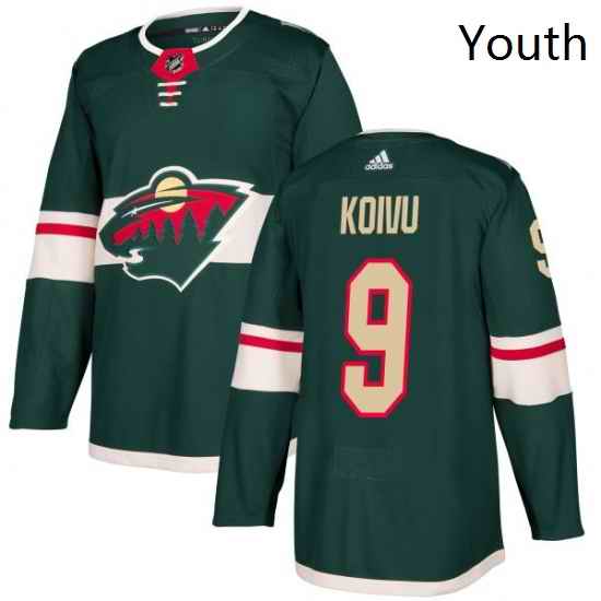 Youth Adidas Minnesota Wild 9 Mikko Koivu Authentic Green Home NHL Jersey